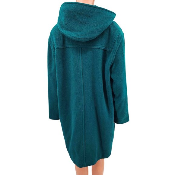 L.L. Bean Womens Size 12 Forest Green Wool Blend Toggle Coat With Hood - Picture 3 of 8